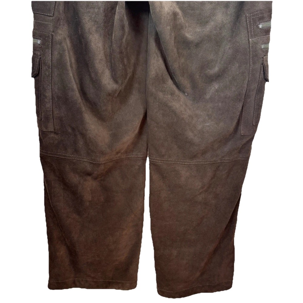 Sundance Pants Women's 6 Genuine Leather‎ Cargo Brown Zippers Pockets Biker Moto - Picture 7 of 16